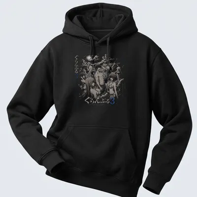 Anime characters diving in a black and white sketch style on a summer-themed — printed on a unisex hoodie
