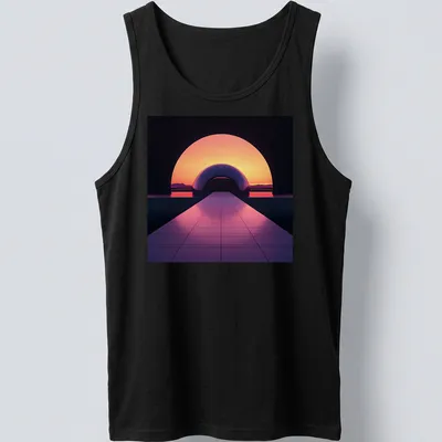 3D render t-shirt featuring a retro city dome in warm colors. — printed on a tank top