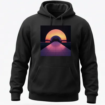 3D render t-shirt featuring a retro city dome in warm colors. — printed on a unisex hoodie