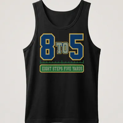 Varsity-style shirt featuring a marching band with bold lettering in navy, green, yellow, and white — printed on a tank top