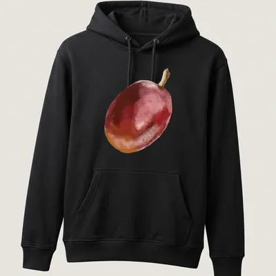 Watercolor print of grapes with the text A Grape in playful font — printed on a unisex hoodie