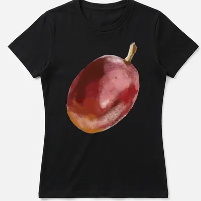Watercolor print of grapes with the text A Grape in playful font — printed on a women's shirt