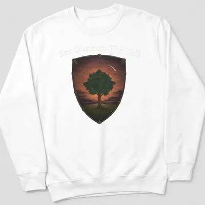 Illustrative tree design in green, orange, brown, and black for a fantasy theme — printed on a unisex sweatshirt