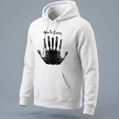 Black and white grunge Alice In Chains graphic handprint — printed on a unisex hoodie
