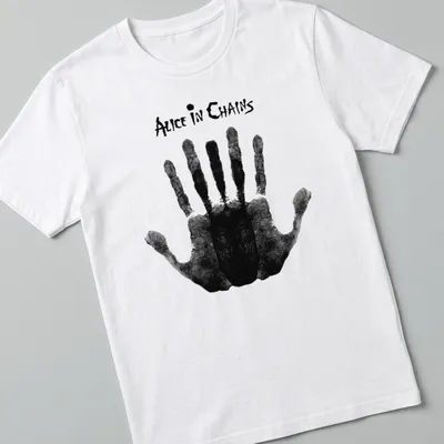 Black and white grunge Alice In Chains graphic handprint t-shirt