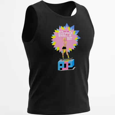 Pop art skater girl t-shirt with vibrant colors and bold design. — printed on a tank top