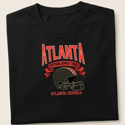 Vintage football helmet graphic with text for Atlanta Established 1966