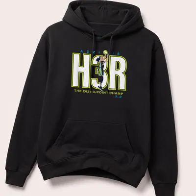 Bold graphic tee celebrating Azzi's championship with vibrant text — printed on a unisex hoodie