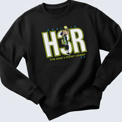 Bold graphic tee celebrating Azzi's championship with vibrant text — printed on a unisex sweatshirt