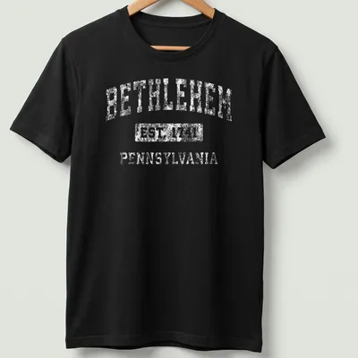 Vintage collegiate Bethlehem Established Pennsylvania T-shirt in black and white