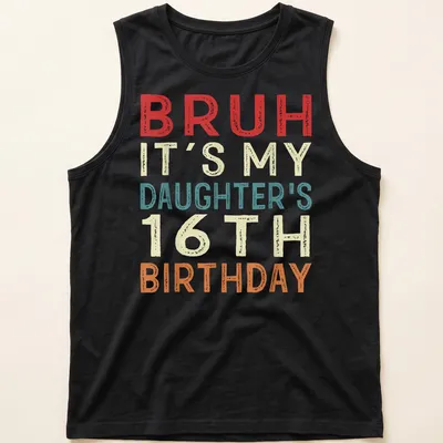 Retro t-shirt for a dad celebrating his daughter's 16th birthday with vibrant colors — printed on a tank top