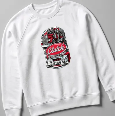Vintage bold Peterbilt truck design with red, silver, black and white colors — printed on a unisex sweatshirt