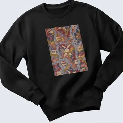 Abstract pattern t-shirt with vibrant colors and dot painting style — printed on a unisex sweatshirt