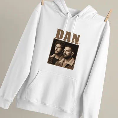 Vintage monochrome tee featuring a portrait of Dan and Shay in earthy tones — printed on a unisex hoodie