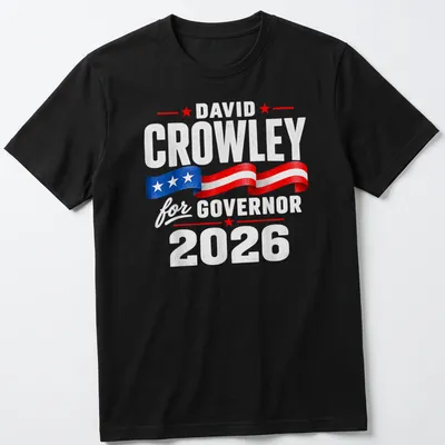Bold typography design featuring David Crowley for Governor 2026 in red, blue, and white