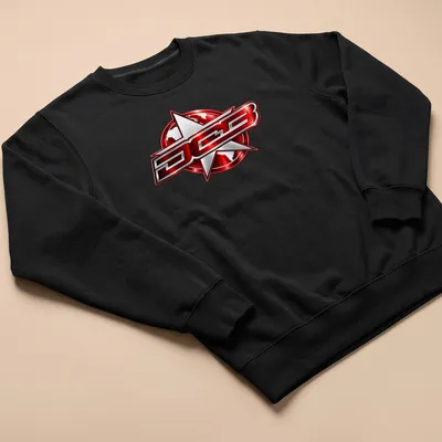 Chrome DCB logo in red and silver on a black boating — printed on a unisex sweatshirt