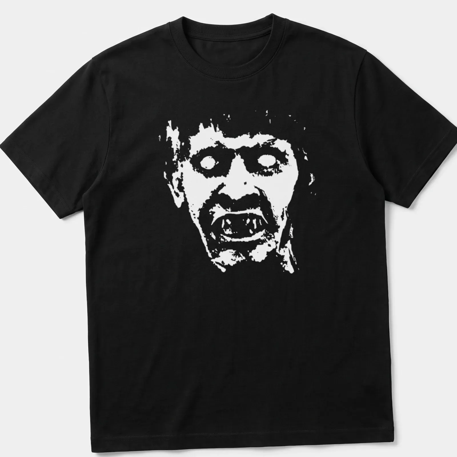 Distressed graphic t-shirt with Nicke Andersson's face and bold text — printed on a unisex t-shirt
