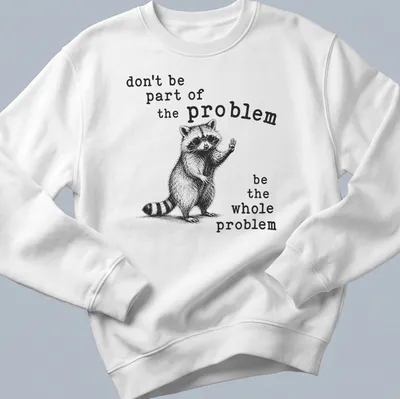 Vintage raccoon illustration with humorous text on a — printed on a unisex sweatshirt