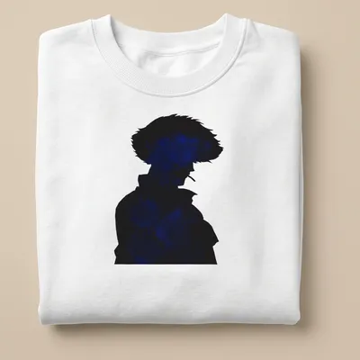 Playful blue doodle silhouette of a person on a black background — printed on a unisex sweatshirt
