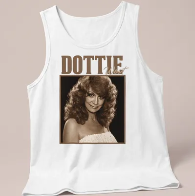 Vintage-style Dottie West t-shirt featuring her name in nostalgic typography — printed on a tank top
