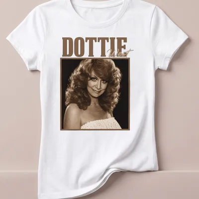 Vintage-style Dottie West t-shirt featuring her name in nostalgic typography — printed on a women's shirt