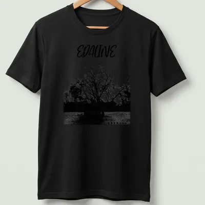 Black and white silhouette of a tree with 'EDALINE' printed above.
