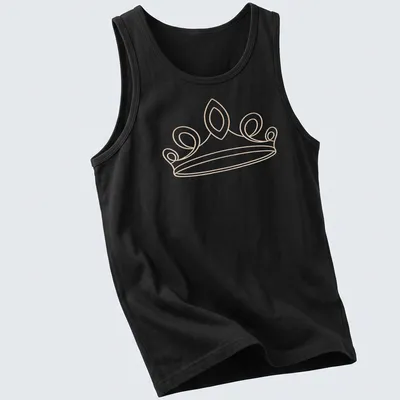 Illustration of an elegant tiara in gold, white, and light beige on a T-shirt. — printed on a tank top