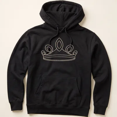 Illustration of an elegant tiara in gold, white, and light beige on a T-shirt. — printed on a unisex hoodie