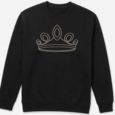 Illustration of an elegant tiara in gold, white, and light beige on a T-shirt. — printed on a unisex sweatshirt