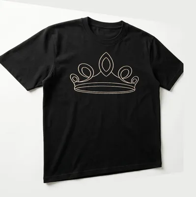 Illustration of an elegant tiara in gold, white, and light beige on a T-shirt. — printed on a unisex t-shirt (angled view)