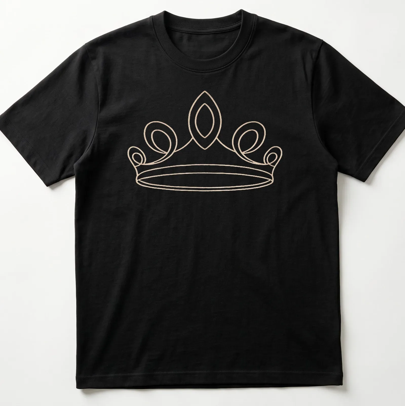 Illustration of an elegant tiara in gold, white, and light beige on a T-shirt. — printed on a unisex t-shirt