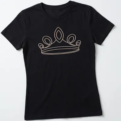 Illustration of an elegant tiara in gold, white, and light beige on a T-shirt. — printed on a women's shirt