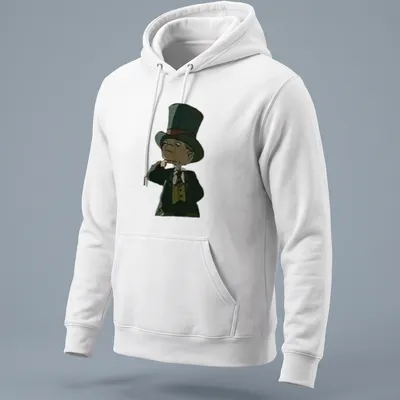Cartoon of a cat named Fancy Carl wearing a top hat in vivid colors — printed on a unisex hoodie