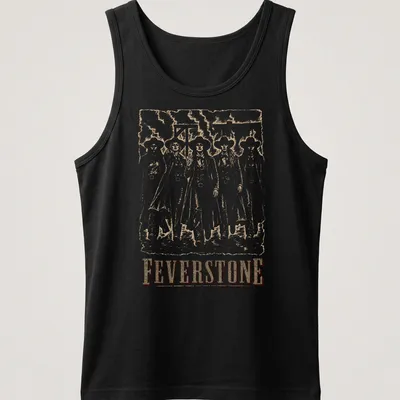 Vintage western Feverstone Outlaws t-shirt showcasing bold text and outlaw imagery — printed on a tank top