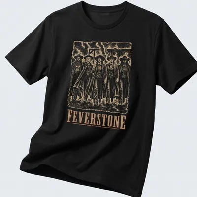 Vintage western Feverstone Outlaws t-shirt showcasing bold text and outlaw imagery