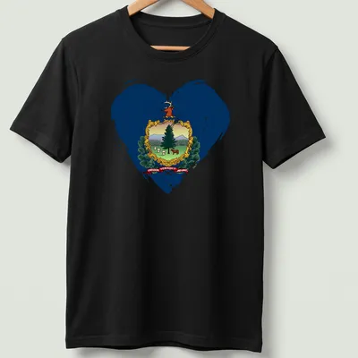 Distressed Vermont state emblem in heart shape with the text Freedom Vermont and Unity