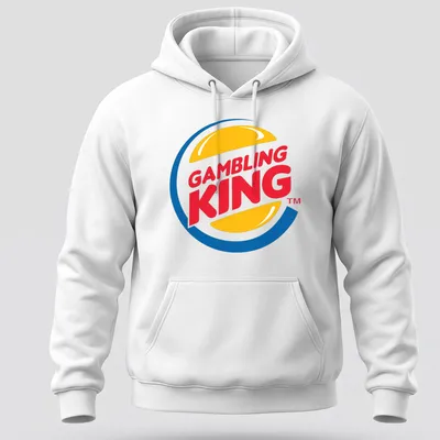 Bold graphic t-shirt featuring a Gambling King logo with vibrant colors — printed on a unisex hoodie