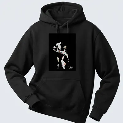 Map art illustration of a gay male couple in love with vibrant colors — printed on a unisex hoodie