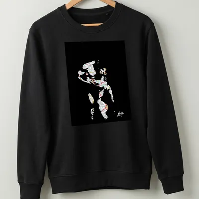Map art illustration of a gay male couple in love with vibrant colors — printed on a unisex sweatshirt