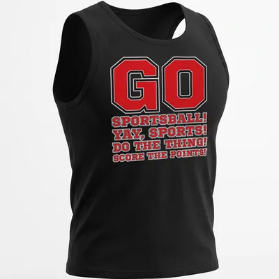 Bold collegiate sports humor tee with motivational sports text — printed on a tank top