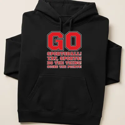 Bold collegiate sports humor tee with motivational sports text — printed on a unisex hoodie