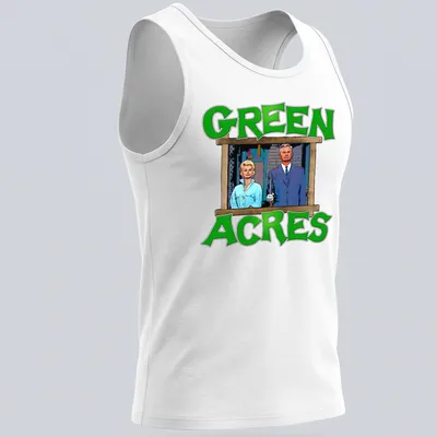Vintage illustration of Green Acres characters with the phrase Green Acres — printed on a tank top