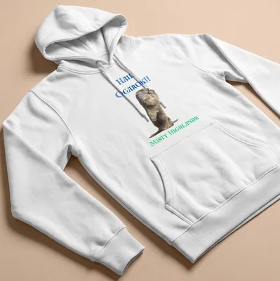 Realistic print of a marmot in the misty highlands with detailed colors — printed on a unisex hoodie