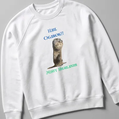 Realistic print of a marmot in the misty highlands with detailed colors — printed on a unisex sweatshirt