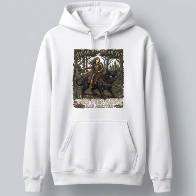 Knight cat illustration on a t-shirt with playful details and colorful accents — printed on a unisex hoodie