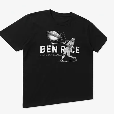 Baseball player sketch with the phrase 'Hit It Out Of The Park' in black and white — printed on a unisex t-shirt (angled view)