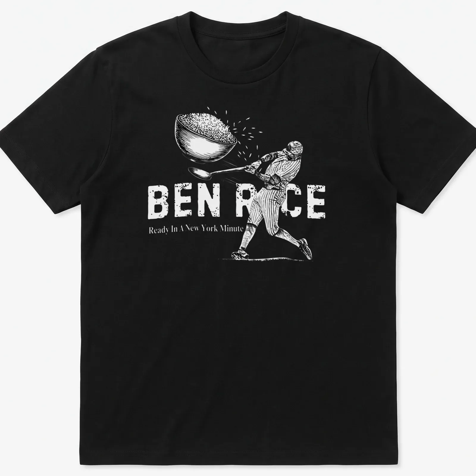 Baseball player sketch with the phrase 'Hit It Out Of The Park' in black and white — printed on a unisex t-shirt