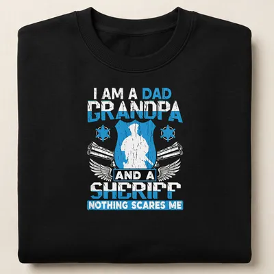 Vintage distressed shirt featuring sheriff silhouette and text about roles — printed on a unisex sweatshirt