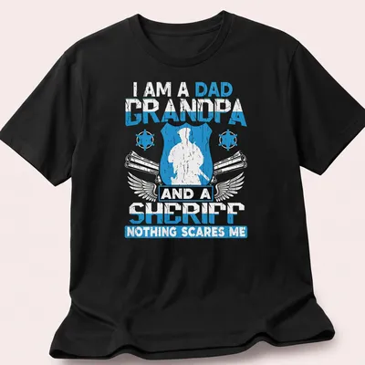 Vintage distressed shirt featuring sheriff silhouette and text about roles