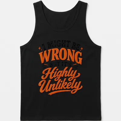 Bold retro t-shirt featuring a sarcastic phrase in black, orange, and white. — printed on a tank top